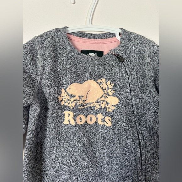 Roots Gray and Pink Cozy Footies One Piece 6-12 Months - Picture 2 of 4